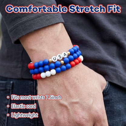 Goldwise Soccer Fan Bracelet Set for Men, 3PCS Bracelets, Team Spirit Wristbands for Game Day, Watch Party, Stadium Outfit