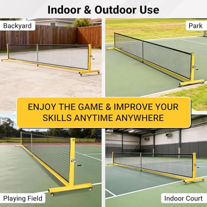 Pro Pickleball Net - 22ft Tournament-Grade, Heavy Duty Steel Frame, 30-ply Sturdy Net, Hand Winch System, Universal Wheels, 600D Carrying Bag, Perfect for Indoor & Outdoor Use, Black/Yellow