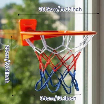 Indoor Silent Basketball Hoop, Compatible with Size 7 Basketball (No Ball Included), Foldable Adhesive Wall-Mount No-Drill Hoop for Bedroom, Office & Home, Space-Saving Design