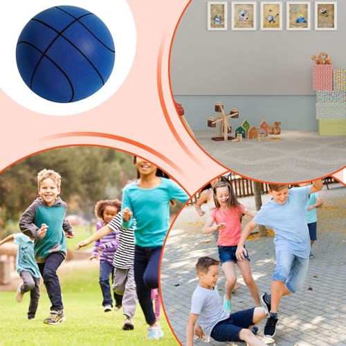 Silent Basketball Hoop and Ball, 18cm Wall Mounted Basketball Hoop Indoor, Noiseless Foam Elastic Sponge Ball WithHoop, SilentBall Professional Indoor BasketballFrame - color: Blue