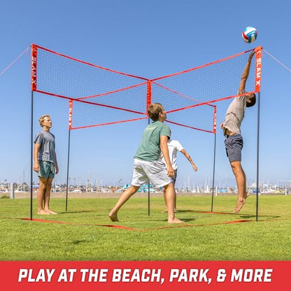 GoSports Slam X 4 Square Volleyball Game Set - 14 ft or 21 ft - Ultimate Backyard & Beach Game for All Skill Levels - color: 14 x 14 ft