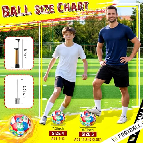 Tellingyou 2026 World Flag Soccer Ball Bulk with Pump Needle Multi-Country Design for Adults Team Training Club Events Sports Parties and Soccer Fan Gifts - size: Size 4