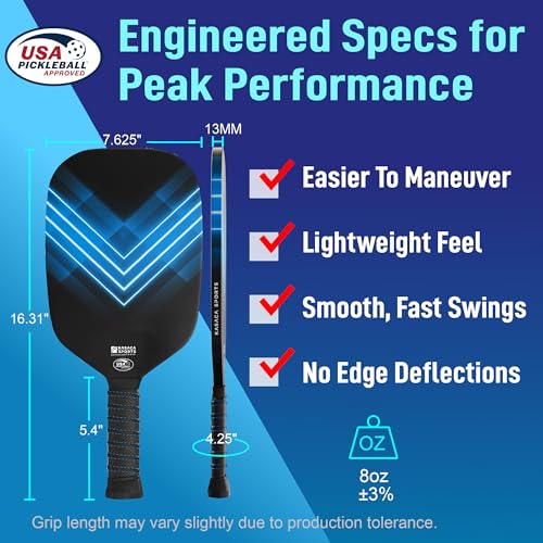 Pickleball Paddles, USAPA Carbon Fiber Pickleball Paddle with Pickle Ball Paddle Cover, Pickle Ball Raquette Pickle Ball Racket Edgeless Style