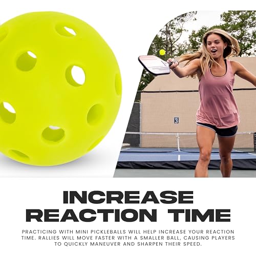 Franklin Sports Mini Training Pickleballs - 1.65" Inch Practice Pickleballs - Indoor + Outdoor Balls for Speed, Control + Accuracy Training - Yellow - 12 Pack