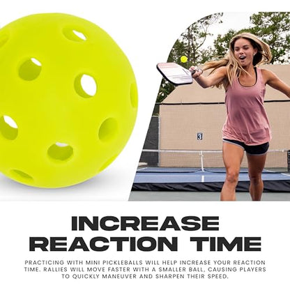 Franklin Sports Mini Training Pickleballs - 1.65" Inch Practice Pickleballs - Indoor + Outdoor Balls for Speed, Control + Accuracy Training - Yellow - 12 Pack
