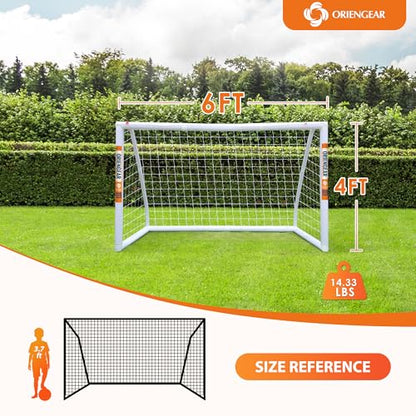 ORIENGEAR Soccer Goal, 12x6/10x6.5/8x6/6x4 Full Size Soccer Goals for Backyard, Soccer Net with Training Discs, Portable Soccer Goal for Kids and Adults with 1 Carry Bag, Porterias De Futbol - size: 6'x4' without target