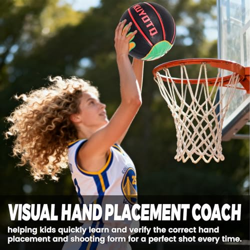 KUYOTQ Size 5/6 Basketball 27.5"/28.5" for Kids Youth Womens with Visual Hand Print Guide, for Shooting Practice, Correct Shooting Form and Improve Accuracy, Essential Basketball Training - size: Size 6 Youth - 28.5" Ages 11-14, Women 12+