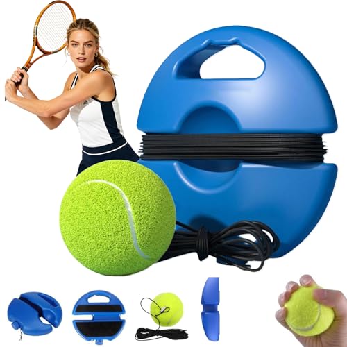 Tennis Practice Rebounder with String, Solo Tennis Trainer Rebound Ball Kits, Multifunction Tennisball Training Baseboard for Outdoors, in The Garden, in The Park - color: 2pcs*Blue+Ball