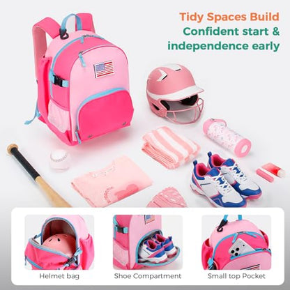 Choco Mocha TBall Bag for Toddler, Kids Baseball & Softball Backpack with Bat Holder - color: Blue Pink