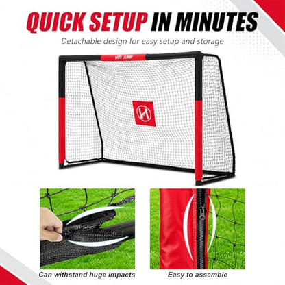 Soccer Goal for Backyard,6x4/8x5/10x6.5/12x6.5ft Metal Soccer, Soccer Goal for Kids 8-12, Soccer net with Zipper Design, Easy Assemble, Weatherproof Foam Padded Goal Post, Adults - style: 6'W×4'H