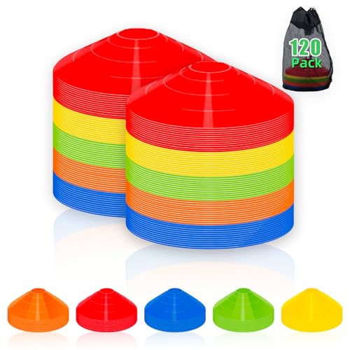 60/120 Pack Agile Soccer Cones with Portable Bags & Brackets,Sports Cones,cones for sports training，soccer cones for training，soccer training equipment，Agile Soccer Cones Used for Football Training - size: B-120 Pack Soccer Cones