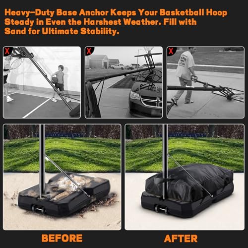 Heavy Duty Weighted Base Anchor for Portable Basketball Hoops Can Hold in Excess of 360 lbs, Weather Resistant Universal Basketball Hoop Weight for Base, to Secure Basketball Hoop, Black