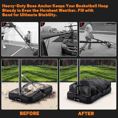 Heavy Duty Weighted Base Anchor for Portable Basketball Hoops Can Hold in Excess of 360 lbs, Weather Resistant Universal Basketball Hoop Weight for Base, to Secure Basketball Hoop, Black