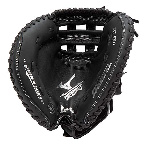 Mizuno Prospect Select Fastpitch Softball Glove Series | Full Grain Leather | Female Specific Patterns | Buttersoft Palm Liner - color: Black/White Catcher's Mitt