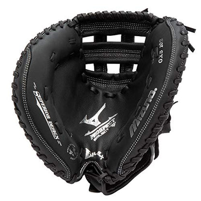 Mizuno Prospect Select Fastpitch Softball Glove Series | Full Grain Leather | Female Specific Patterns | Buttersoft Palm Liner - color: Black/White Catcher's Mitt