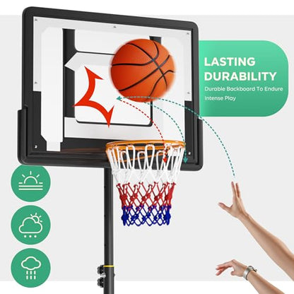 DlandHome Basketball Hoop, 5.2-6.8FT Height Adjustable,Portable Basketball Hoops & Goals for Teenagers Youth, Wheels for Driveway, Park, Gym, Indoor Outdoor Use
