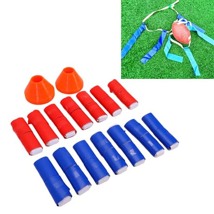 RiToEasysports Flag Football Set, PVC Touch Fastener Fastener with Adjustable Football Belts and Flags for Youth Adults Kids Team Sports Training