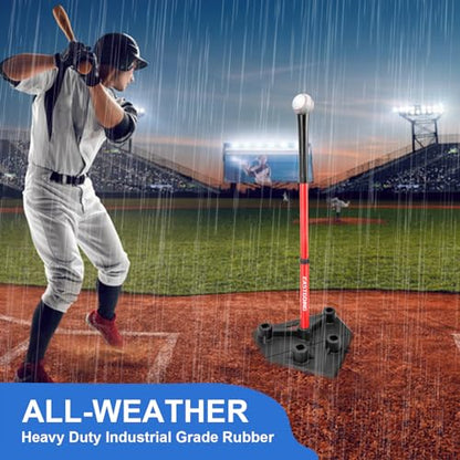 Heavy Duty Baseball and Softball Portable Travel Batting Tee.Adjustable 5-Position Baseball and Softball Batting Tee.Hitting Tee for Any Age Player Baseball - color: Red Five Position-2Tube