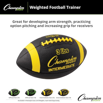 Champion Sports Weighted Football - color: Blue/Yellow, size: 3-Pound