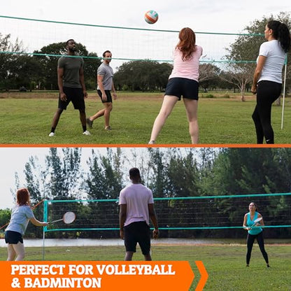 Hall of Games Outdoor Volleyball and Badminton Net with Carrying Bag Accessories Set and Adjustable Steel Poles Perfect for Parties - color: 20 Ft.