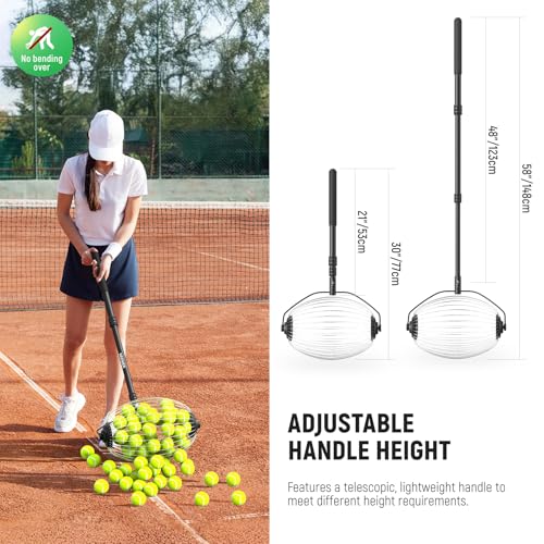 NEEWER Tennis Ball Hopper with Carry Bag, 30-58"/77-148cm Telescopic Golf Ball Retriever Pickleball Picker Upper, Rolling Collector Basket Holder Roller, Training Accessories & Equipment, TB01S