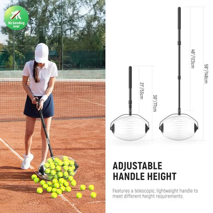 NEEWER Tennis Ball Hopper with Carry Bag, 30-58"/77-148cm Telescopic Golf Ball Retriever Pickleball Picker Upper, Rolling Collector Basket Holder Roller, Training Accessories & Equipment, TB01S