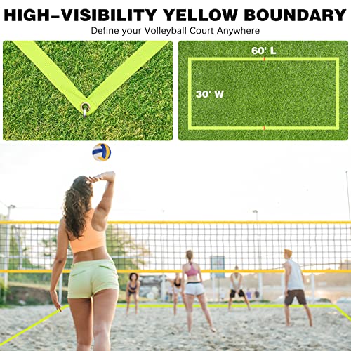 Volleyball Net Outdoor, Professional Volleyball Net for Backyard with Anti-Sag Device Adjustable Height Poles, Portable Volleyball Set with Official Volleyball, Pump, Boundary Line