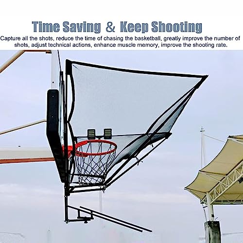 Basketball Shot Returner Hanging Basketball Return Attachment for Hoop,Large Basketball Return System Rotatable 180°, Basketball Shooting Practice Net