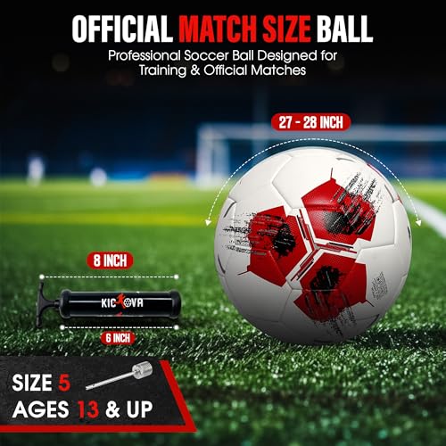 Professional Soccer Ball Size 4 & 5 – Seamless Training & Match Ball for Youth, Kids & Adults, Waterproof Synthetic PU Leather, Superior Air Retention - size: TITAN (Size 5)