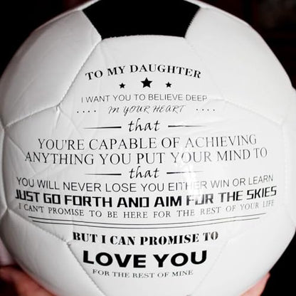 Traditional Black White Soccer Ball High Performance Diameter 21cm/ 8.3 Inch, I Love You Inspirational Soccer Gifts for Birthday Christmas - color: Daughter