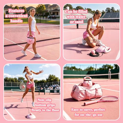 Tennis Trainer Rebound Ball with String, Portable Pink Solo Practice Training Tool,Tennis Rebounder Kit for Adults Women Beginners, Self Tennis Trainer for Indoor or Outdoor Tennis Training