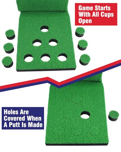 Golf Putting Game Set for Indoor & Outdoor, Portable Golf Pong Putting Green Mat with 2 Putters, 2 Balls,12 Hole Covers, 1 Storage Bag for Home, Backyard, Office & Party