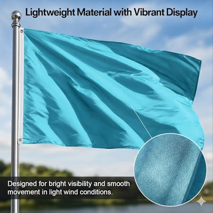 DMSE Solid Light Blue Flag, 3x5 Flag, UV Resistant, Fade Resistant Material with Metal Grommets (3ft x 5ft), (Nylon), (Light Blue) - color: Light Blue, size: Nylon (3 x 5 ft)