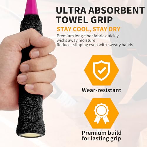 2 Pcs Tennis Racket Grip Tape, Towel Tennis Overgrip Tape, Anti-Slip Absorbent Grip, Racket Overgrip Tape,9 Colors - color: Black