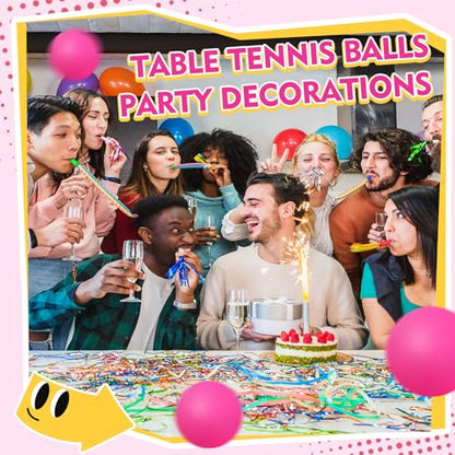 Soulchen 40mm Glow in The Dark Table Tennis Balls Bulk, Carnival Game Night, Neon Birthday Party Favors, Classroom Rewards, Goodie Bag Filler, Pet Playmate - color: Hot Pink, size: Solid