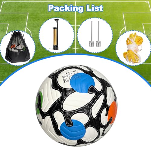 Soccer Ball Size 5,Waterproof PU Leather,Seamless Surface,Official Match Ball, Soccer Balls Training,with Pump & Needles