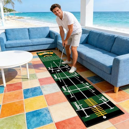 Golf Putting Mat for Indoor Practice, Premium Polyester Surface with Anti-Slip Backing, for True Roll, Works with Real & Foam Balls, Portable Home/Office Training Mat