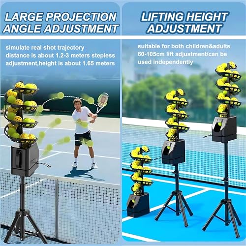 Remote Control Tennis Ball Machine & Launcher for Solo Practice | Customize Speed, Height, Angle (48° Oscillation) & Frequency | 33-Ball Capacity, for Beginners, Coaches, Clubs