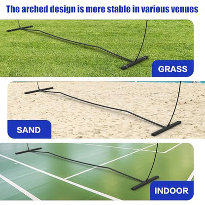 Volleyball Net, 14FT Freestanding Volleyball Net for Backyard, Adjustable Height and Instant Setup, Professional Portable Training Practice Set for Indoor and Outdoor with Carry Bag