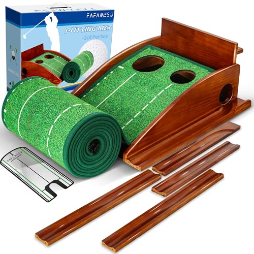 Golf Putting Mat, Putting Green Indoor with Ball Return - Golf Gifts for Men Christmas, Golf Training Aid for Home Office, Portable Putting Training Mat for Men