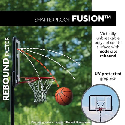 Lifetime NBA In-Ground Basketball Hoop, 50 Inch Shatterproof Fusion Backboard, Adjustable Height 7.5-10 Ft, Action Grip Adjust, Slam-It Rim