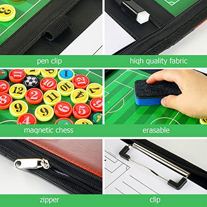 Pure Vie Magnetic Soccer Coaching Tactics Board, Portable Soccer Clipboard for Coaches Soccer Dry Erase Whiteboard Strategy Tactical Blackboard Football Coach Board with Player Markers, Pen and Eraser
