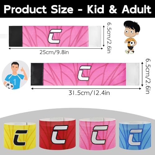 Elastic Soccer Captain 'C' Armband Adjustable Football Basketball Player Arm Bands Non-Slip Anti-Drop Captain's Armband for Adult Youth - size: Youth, style: Pink