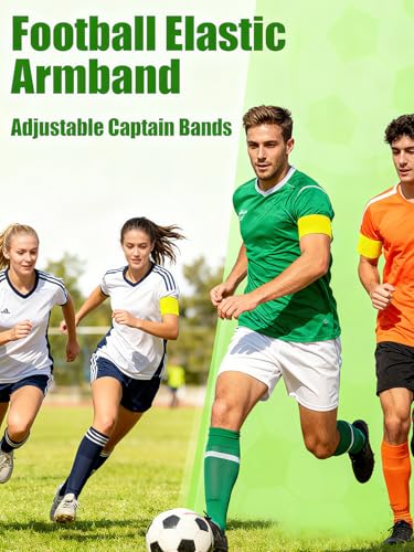 Captain's Armband Soccer Football Rugby Captain Armbands for Youth and Adult,Anti-Drop Design - Pack of 6 - color: 6 Yellow /No C