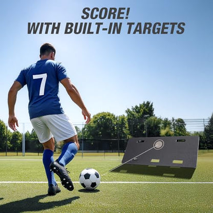 WARMOUNTS Large Soccer Rebounder Board, 3 Adjustable Angles Soccer Kick Back Trainer Board with 2 Sandbags, Portable Soccer Wall Rebounder for Control, Passing and Shooting Practice (40'' x 16'')