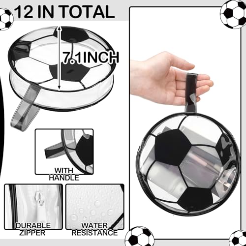 Reginary 12 Pcs Soccer Cosmetic Snack Bag Goodies Gifts Accessories for Makeup Bags Soccer Clear PVC Cheer Case Toiletry Zipper Pouch Waterproof Travel Handbag Purses Organizer for Team Gift - style: Soccer