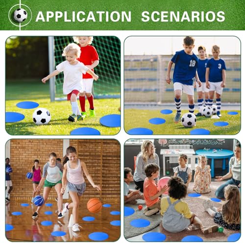 Poly Spot Markers 4 inch/9 inch Non-Slip Rubber Agility Training Markers Floor Dots Flat Field Cones for Football, Soccer, Basketball, School Exercise Drills, Dance Practice - style: 9 inch 30 Pcs Blue (TPE)