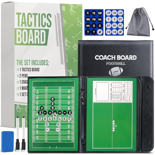 ZPU Dry Erase Coaching Board, Magnetic Coaches Clipboards, Portable Foldable Tactics Board with Dry Erase Marker Pen and Magnets – Basketball, Football, Soccer, Hockey