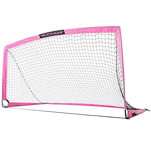 Franklin Sports Blackhawk Backyard Soccer Goal - Portable Pop Up Soccer Nets - Youth + Adult Folding Indoor + Outdoor Goals - Multiple Sizes + Colors - color: Pink, style: 6.5' x 3.5'