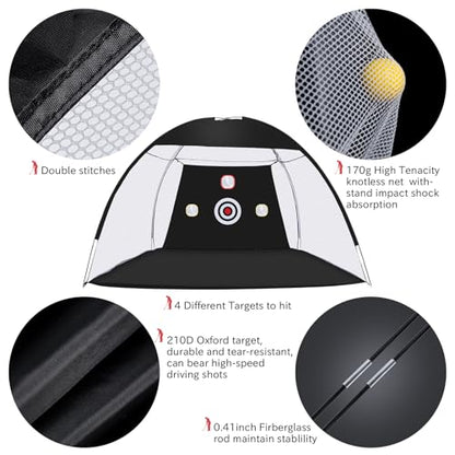 Golf Net, 10 x 7ft Backyard Practice net, Golf Hitting,Driving Net with mat for Indoor/Outdoor - style: Triangle Target with New Mat
